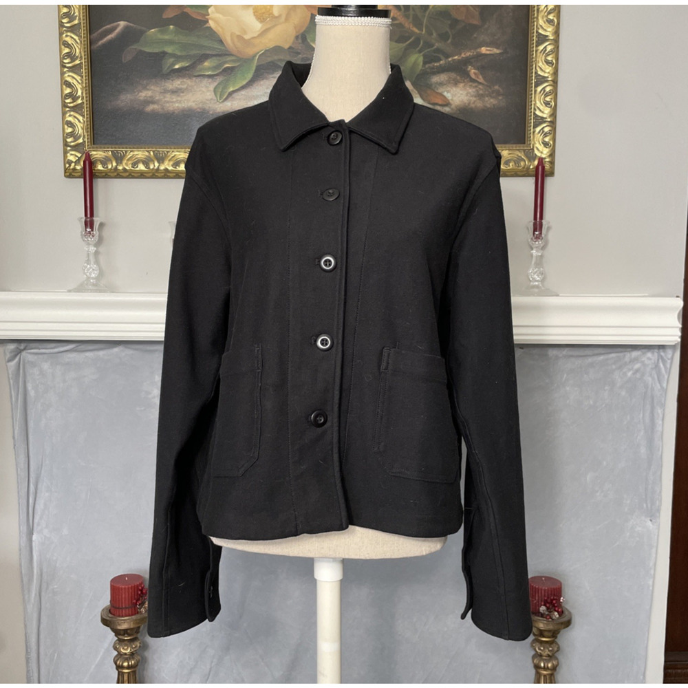 Rae Mode Black Button Front Black Jacket Size Large